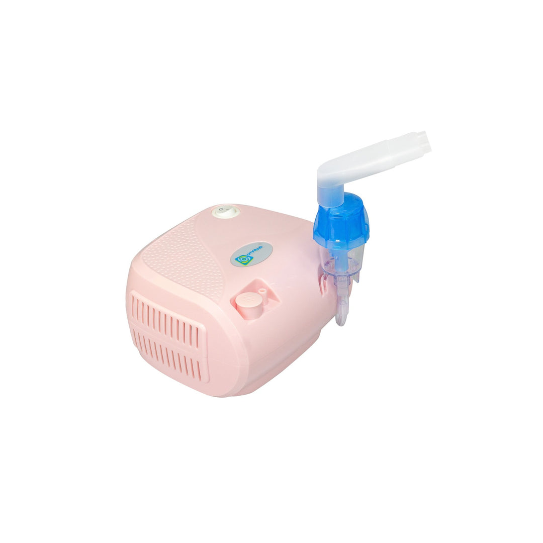 Vernevelaar-inhalator met maskers, slangen en filters roze Omnibus BR-CN116B