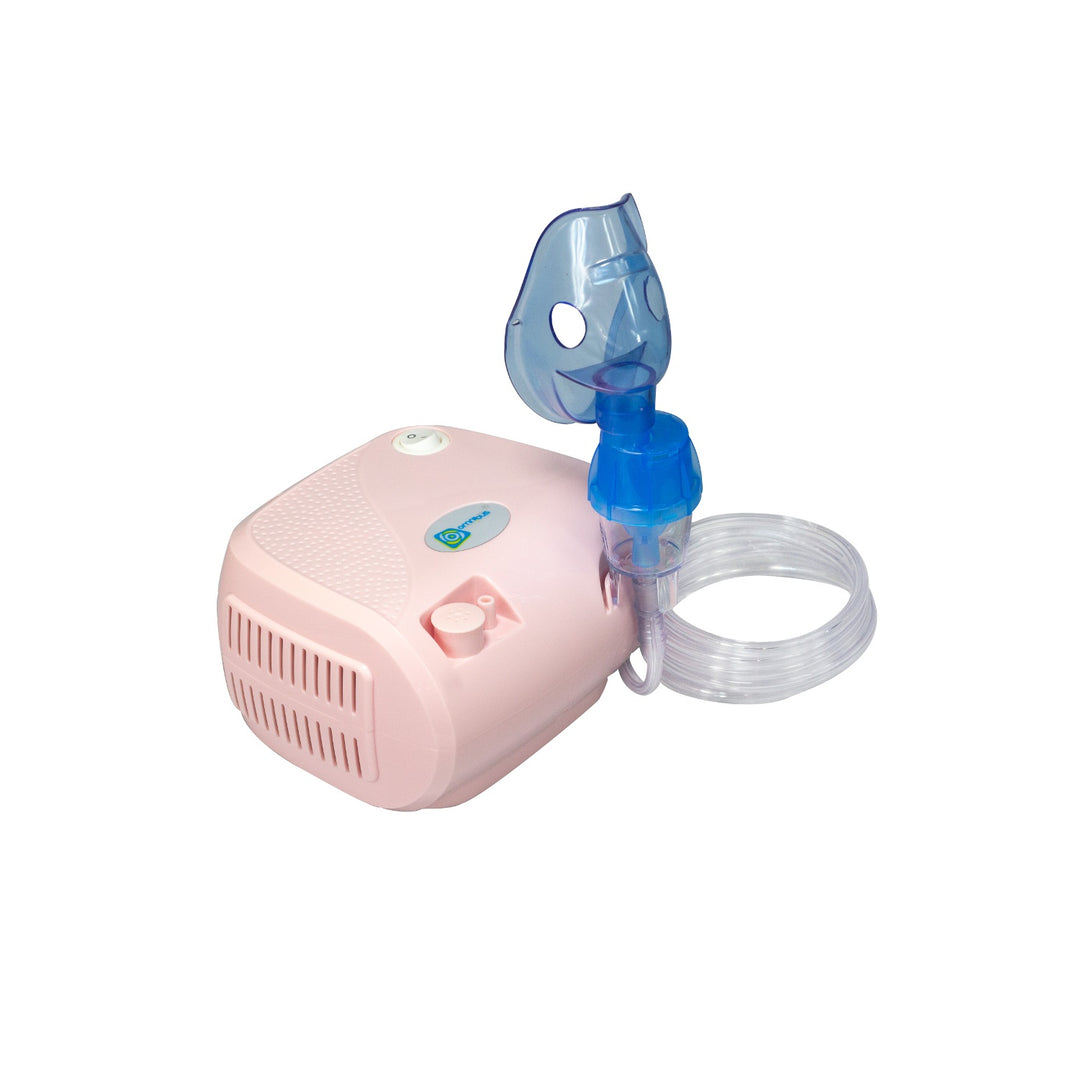 Vernevelaar-inhalator met maskers, slangen en filters roze Omnibus BR-CN116B