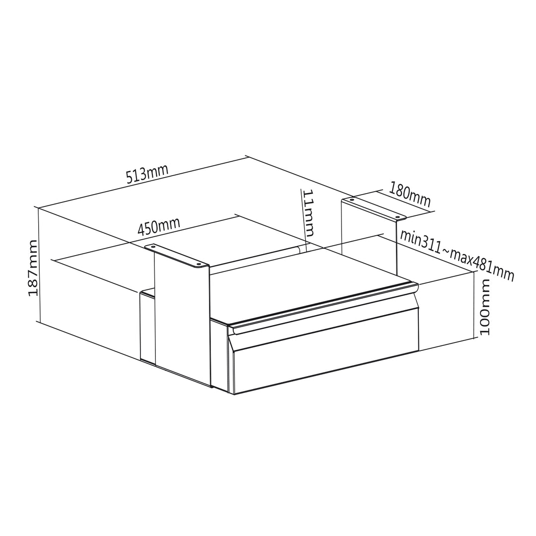 Ergonomische zwarte bureaulade max. 5kg Maclean MC-875