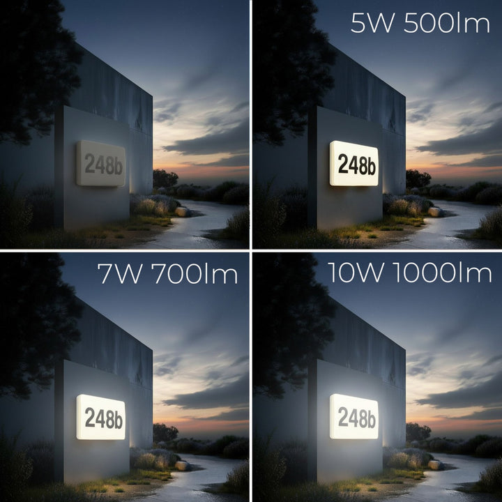 Lampe LED Maclean, numéro de maison, avec capteur crépusculaire, blanche, 10 W max., IP65, couleur neutre (4 000 K), 1 000 lm max., MCE292 W