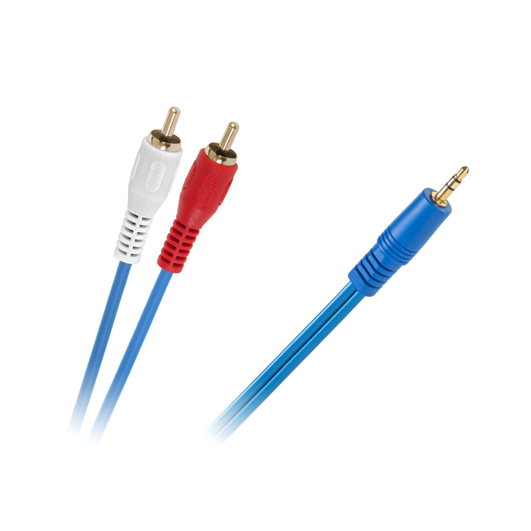 Câble jack 3,5 mm vers 2x RCA 5 m bleu pour l'audio