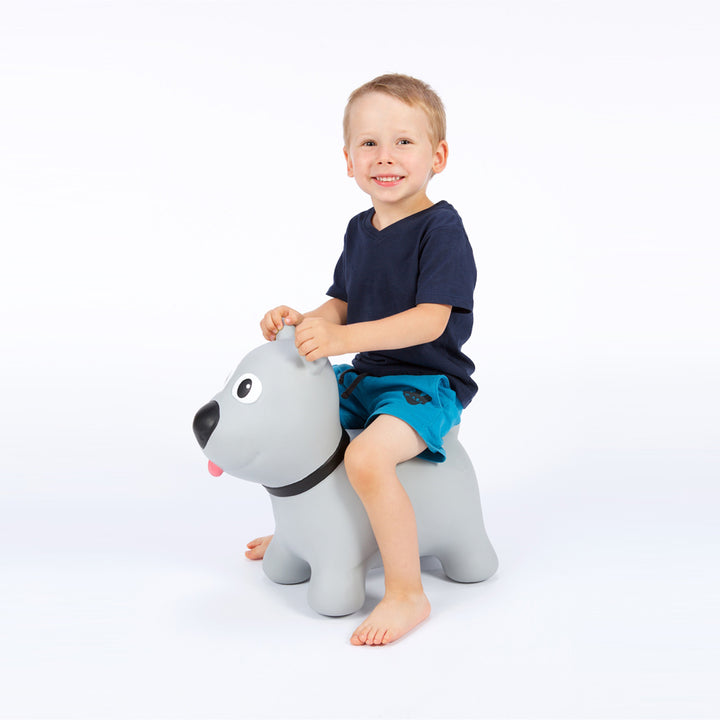 Chien gris de Tootina - jouet gonflable de saut pour les enfants