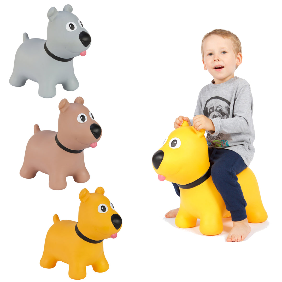Chien gris de Tootina - jouet gonflable de saut pour les enfants