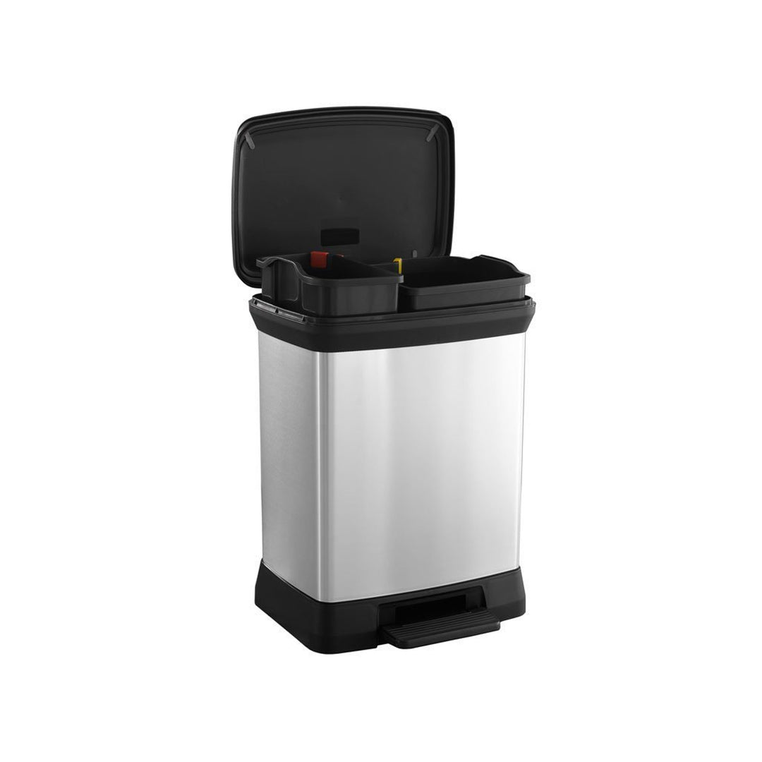 Vuilnisbak met pedaal voor scheiding Curver Deco Bin metallic 10 + 18L