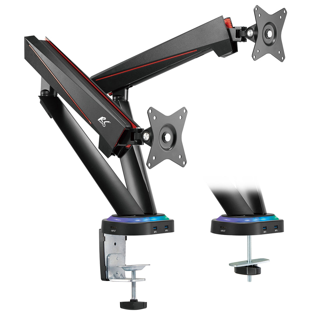 Gelede arm voor 2 gamingschermen 17-32" 2x 8kg LCD NanoRS RS887 17-32" 2x 8kg (max 16kg) vesa 75x75 en 100x100