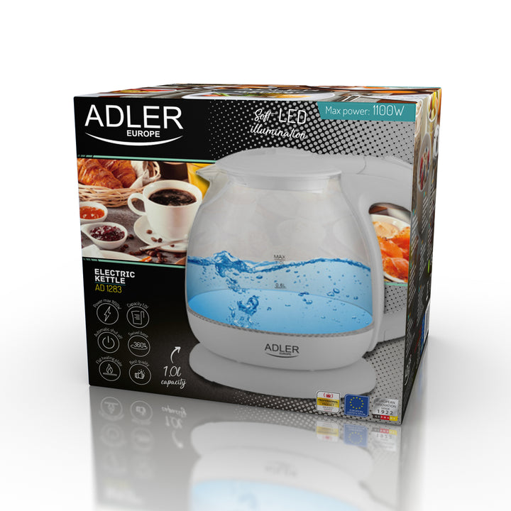 Bouilloire électrique en verre à LED 1.0L Adler AD 1283G