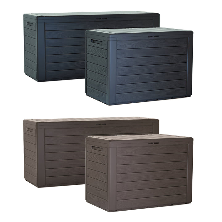 Prosperplast Woodebox 190L MBWL190-440U plantenbak - omberkleur (umbra) opbergboxenset