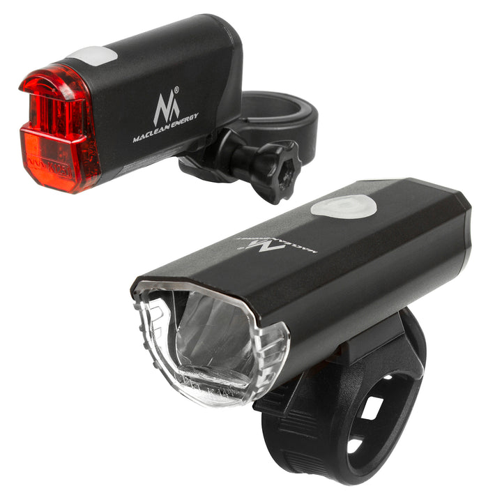 Éclairage vélo LED avant + arrière 2 modes Maclean MCE312 batterie intégrée