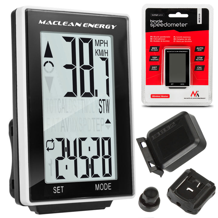 Maclean Energy MCE310 16in1 draadloze fietssnelheidsmeter met achtergrondverlichting