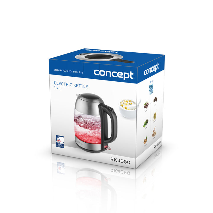 Bouilloire électrique en verre 1.7L Concept RK4080 acier inoxydable