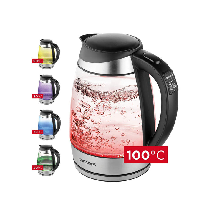 Bouilloire électrique en verre de 1,7 L avec contrôle de la température Concept RK4120
