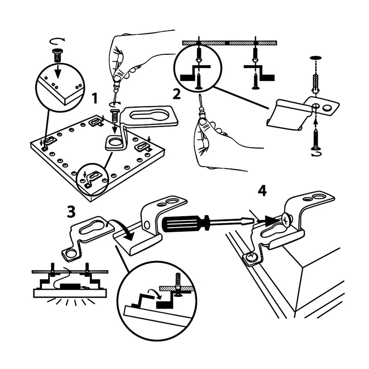 Kit de montage pour panneaux LED 4 pièces 595x595mm et 1195x295mm  MCE546