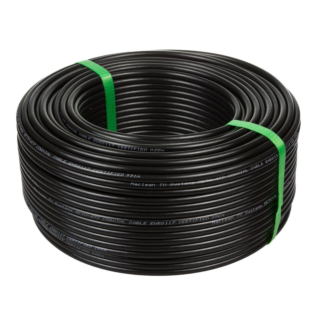 Câble coaxial pour antenne rempli par gel RG6 100M Maclean MCTV-477 1.0CU + 4.6FPE + AL / P + 96 * 0.12AL + 6.8PE