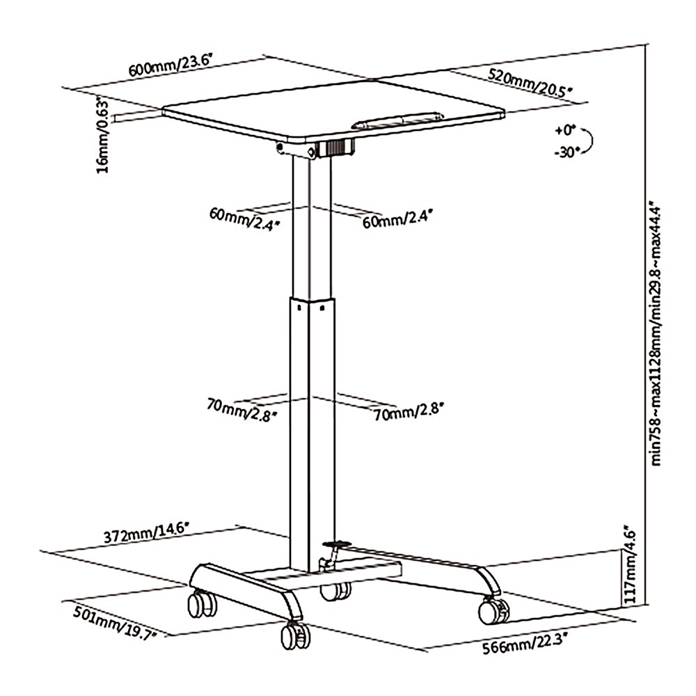 Maclean bureau, in hoogte verstelbaar, gasveer, voor staan ​​en zitten, maximale hoogte 113cm, MC-892W