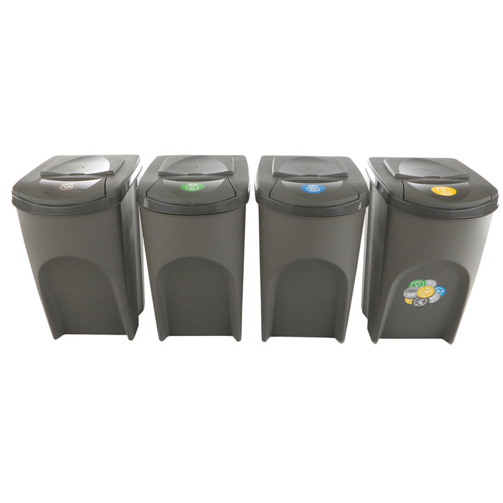 Ensemble de Poubelles Tri des dechets Sortibox 4x35L gris