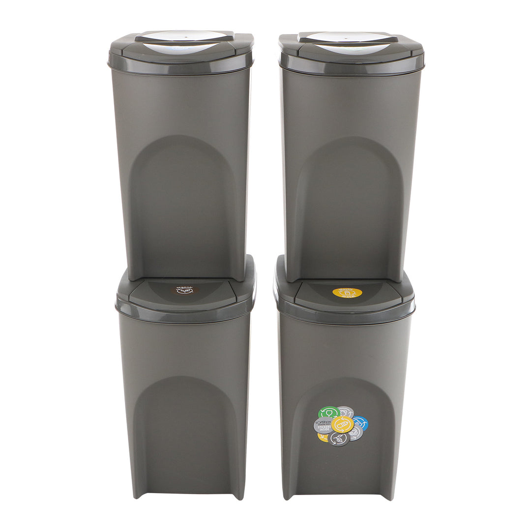 Ensemble de Poubelles Tri des dechets Sortibox 4x35L gris