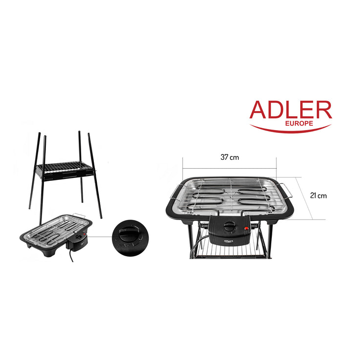 Elektrische barbecue Grill met steun Adler AD 6602