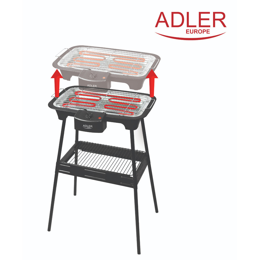 Elektrische barbecue Grill met steun Adler AD 6602