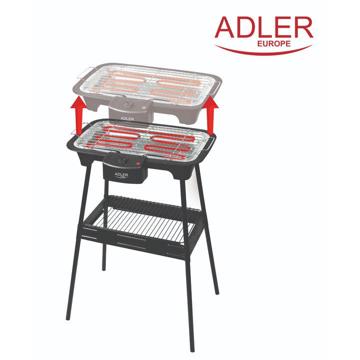 Elektrische barbecue Grill met steun Adler AD 6602