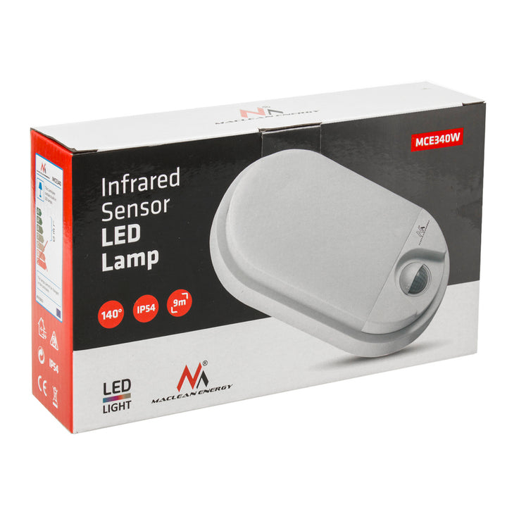 LED-lamp met infrarood bewegingsmelder 1100lm 15W IP54 wit Maclean MCE340 W