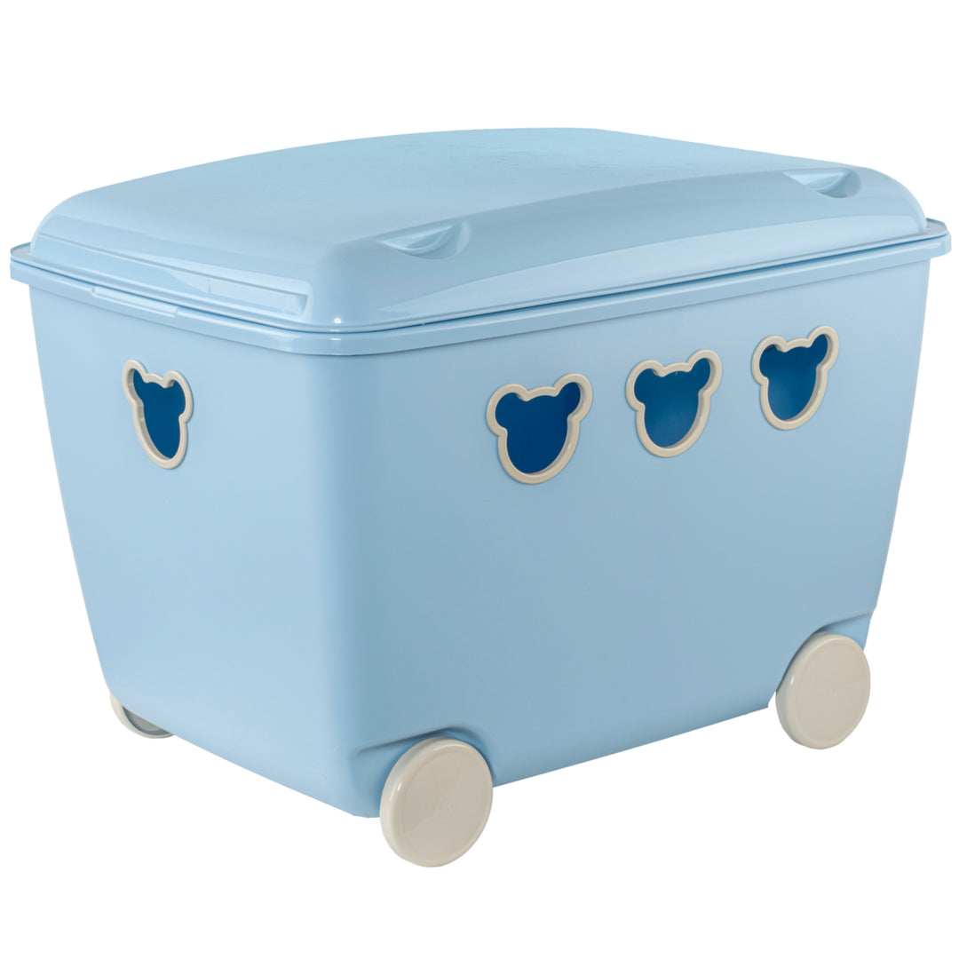 Speelgoedcontainer op wielen 55 L Teddy BranQ blauw