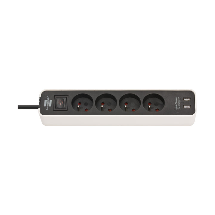 Brennenstuhl Ecolor multiprise avec prise USB 4 noir et blanc 1.5m H05VV-F3G1,5