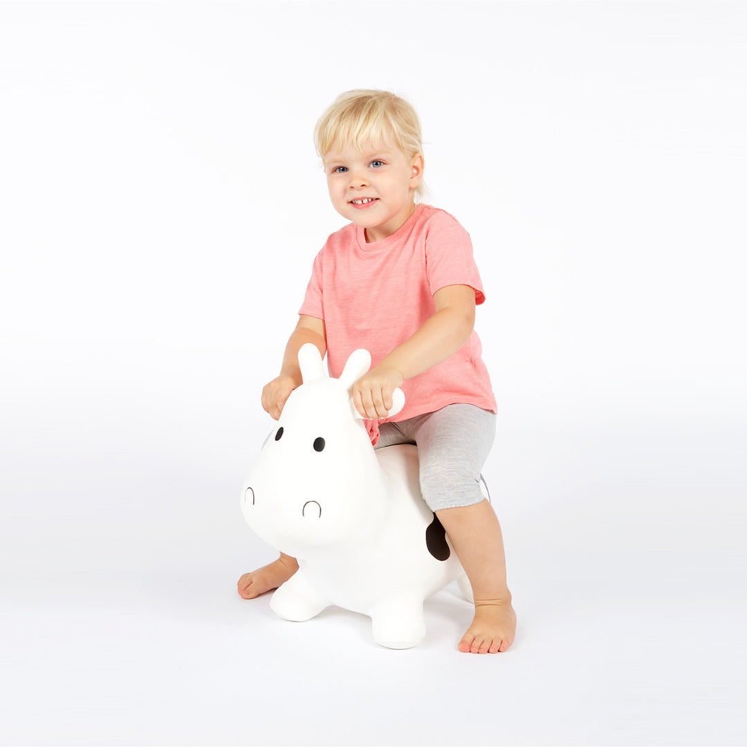 Hoppimals Tootiny Koe Hoge kwaliteit opblaasbare rubberen springspeelgoedpomp inclusief wit