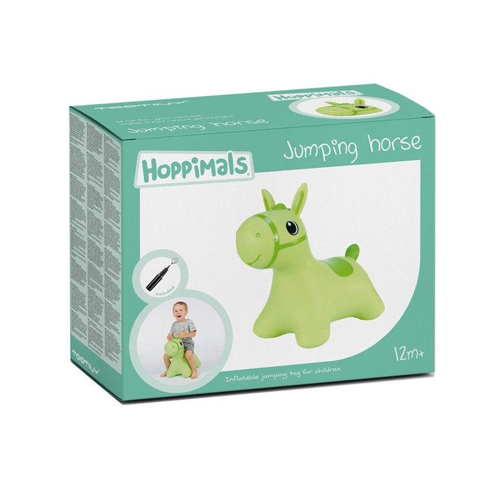 Hoppimals Tootiny Cheval Gonflable Jouet à sauter en caoutchouc de Haute qualité Pompe comprise Vert