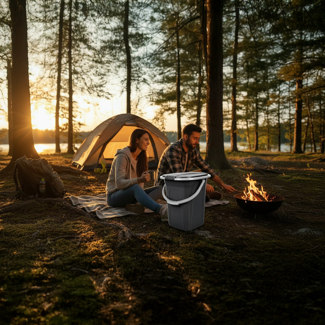 Antraciet draagbaar toeristentoilet 19L GroenBlauw