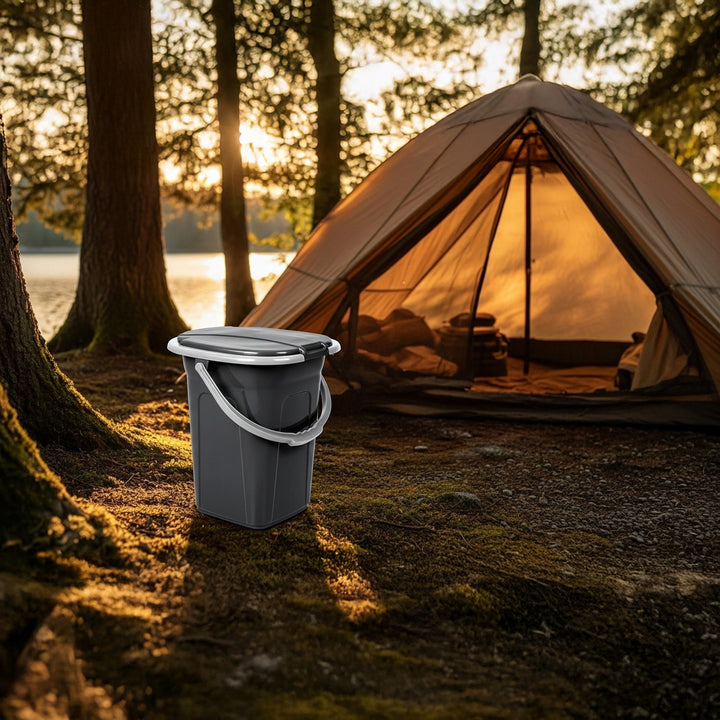 Antraciet draagbaar toeristentoilet 19L GroenBlauw