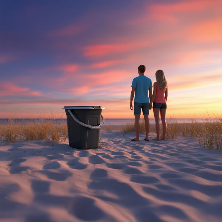 Antraciet draagbaar toeristentoilet 19L GroenBlauw