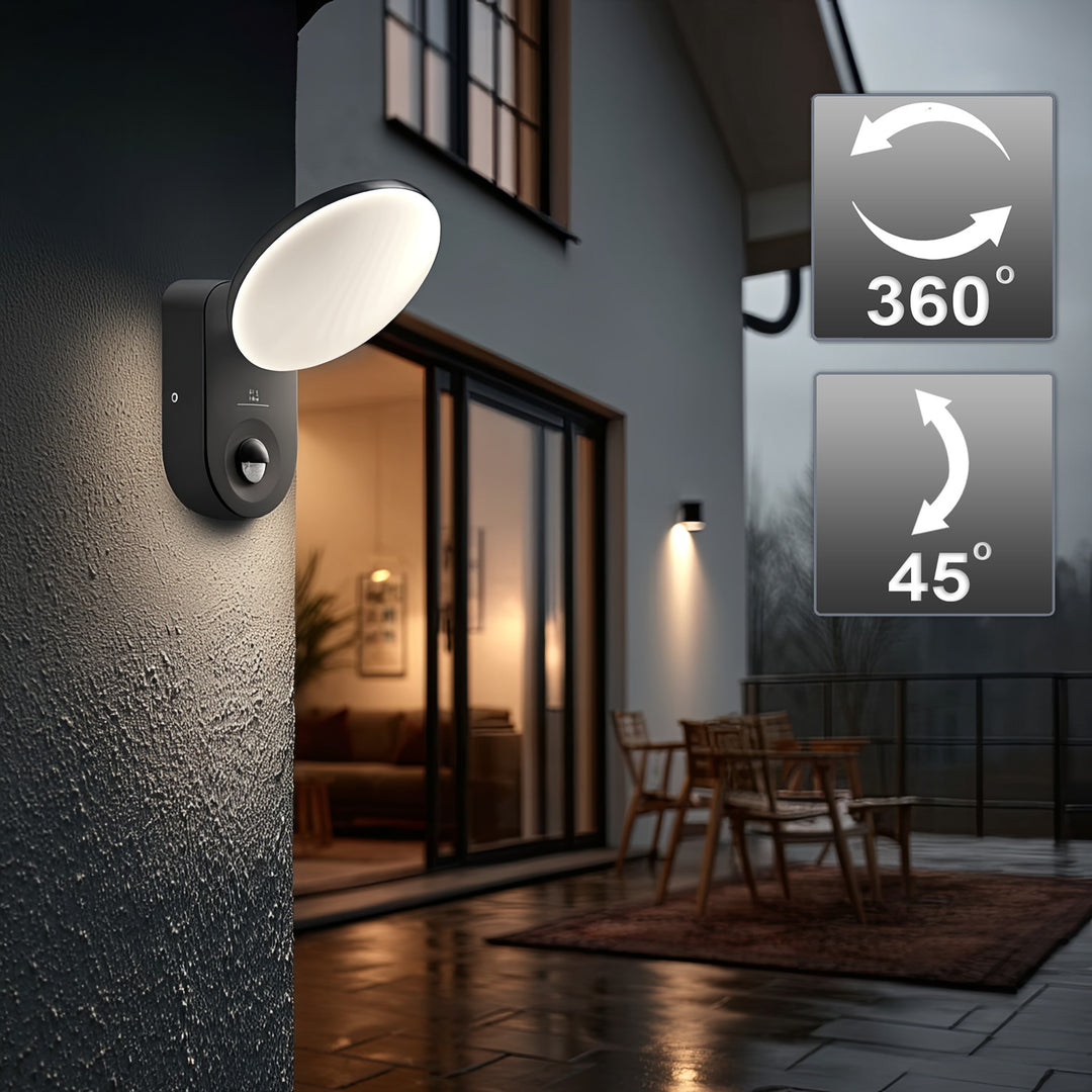 Applique LED détecteur de mouvement PIR 15W crépusculaire extérieure