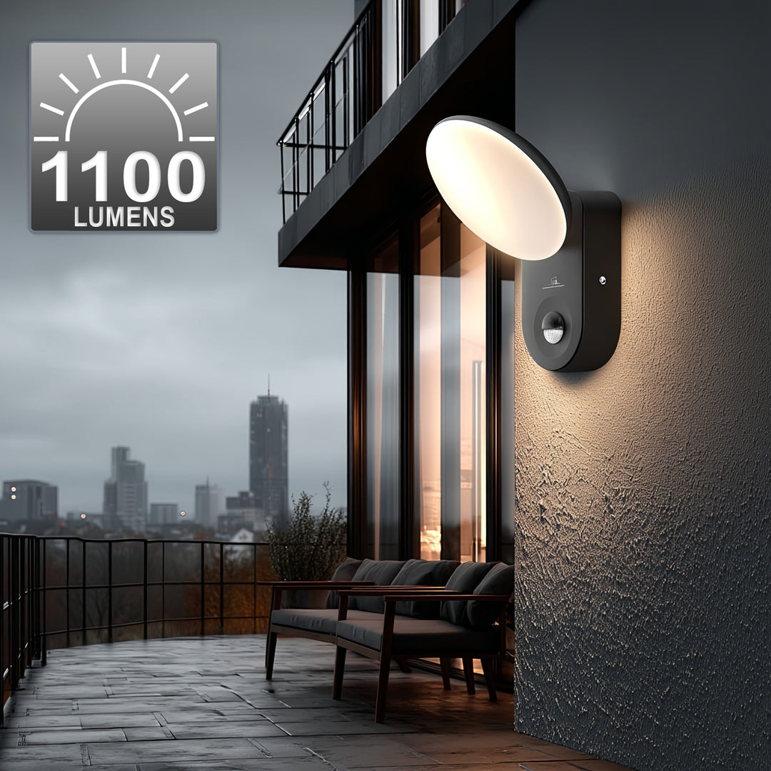 Applique LED détecteur de mouvement PIR 15W crépusculaire extérieure