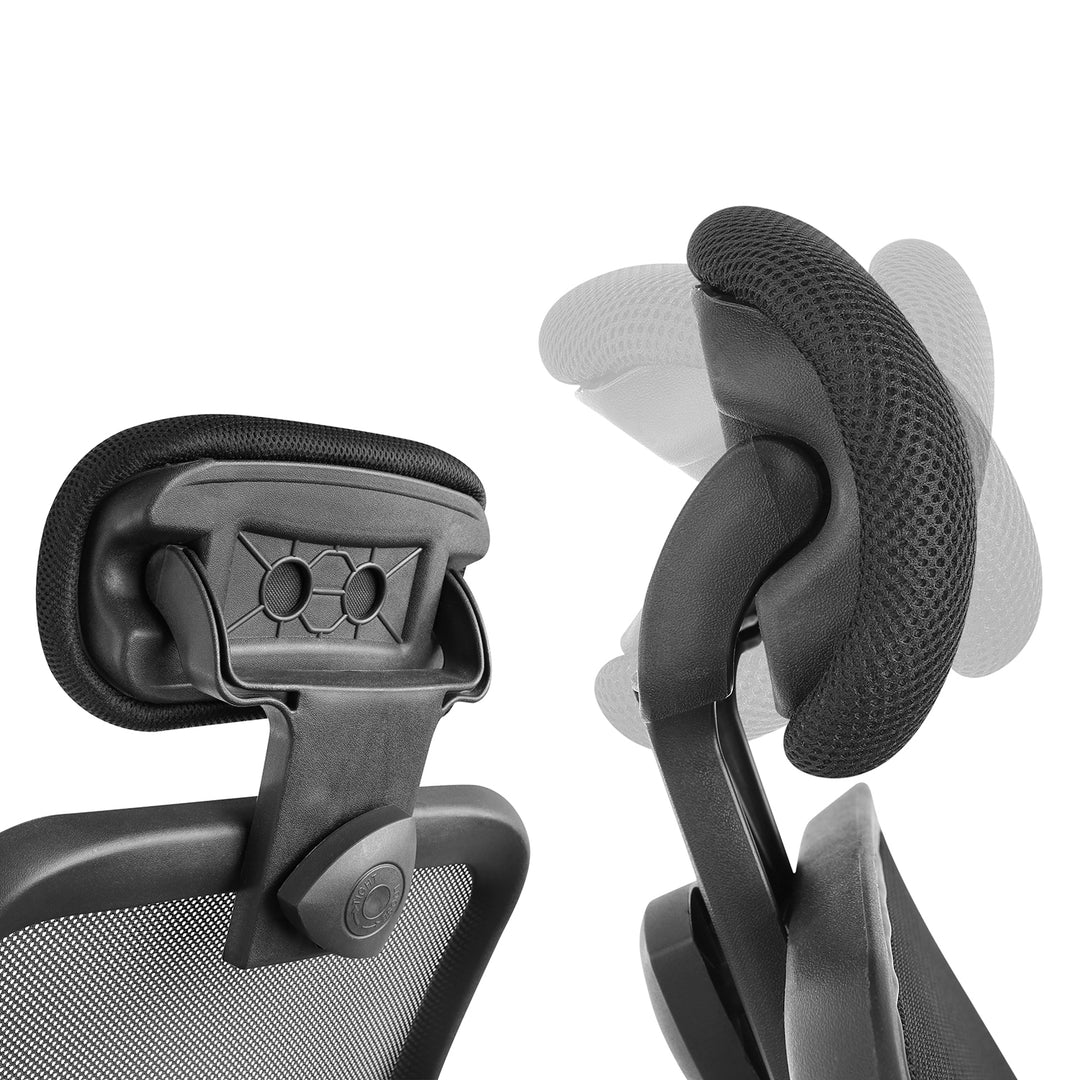 Chaise de bureau noir. Fauteuil de bureau pivotant avec appui-tête et hauteur d'assise réglables. Fabriqué en matériaux durables et résistants. La large base assure une stabilité totale et les accoudoirs garantissent un grand confort d'utilisation.