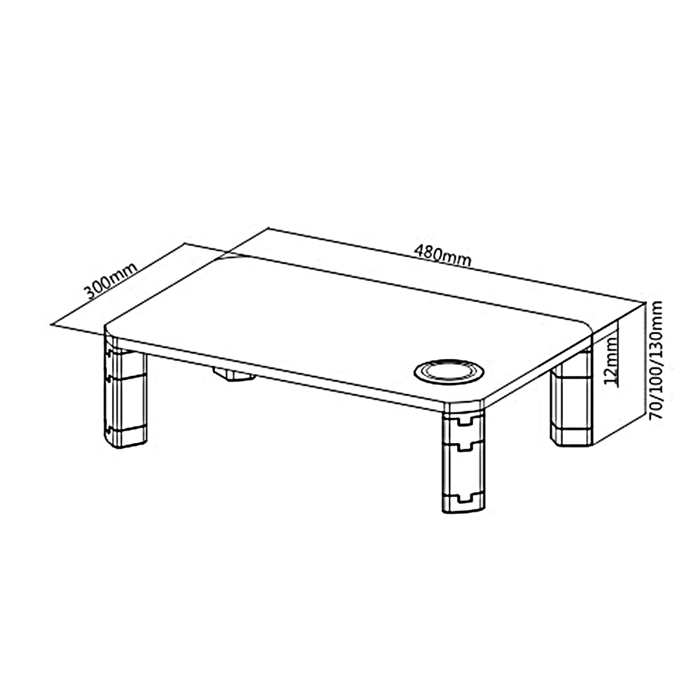 In hoogte verstelbare schermhouder met Qi draadloos opladen Monitorstandaard 17"~32" tot max. 20kg Inductielader