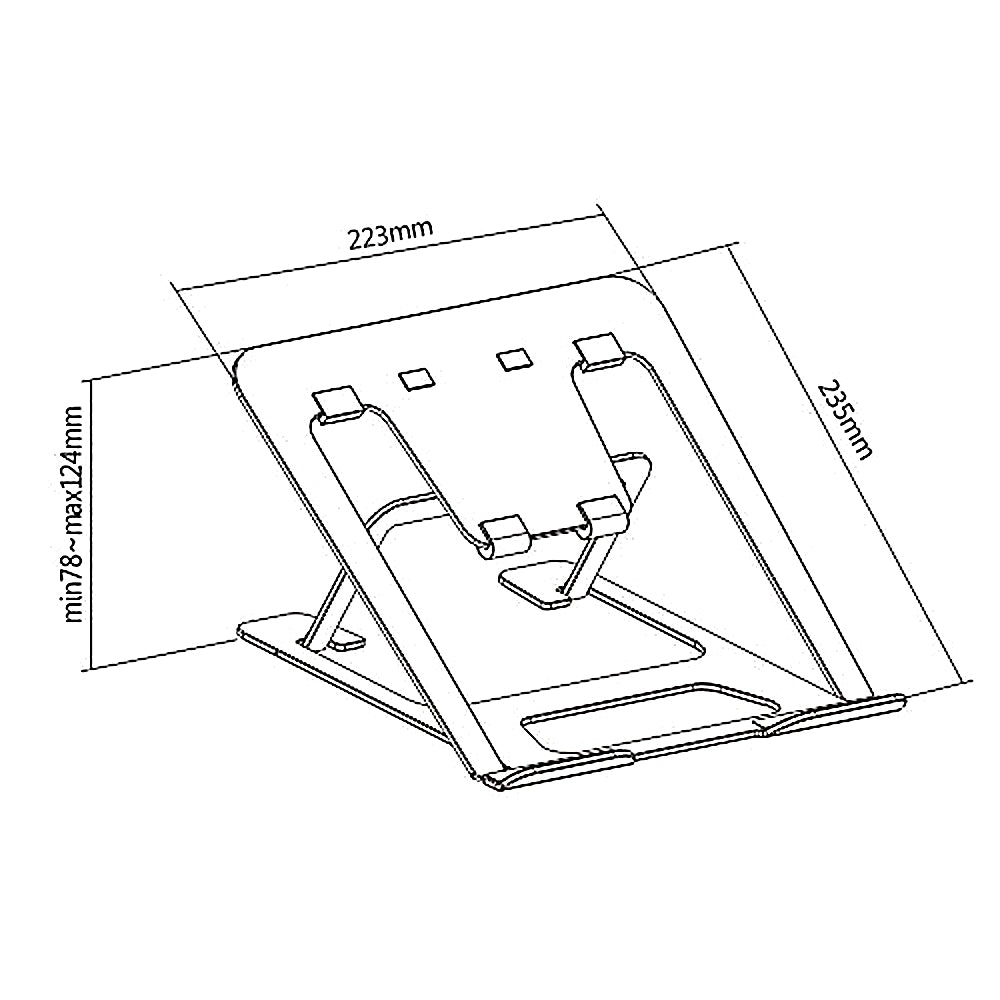 Support pour ordinateur portable pliable ultra-mince en aluminium ERGOOFFICE.EU, noir, adapté aux ordinateurs portables de 11-15'', ER-416 B
