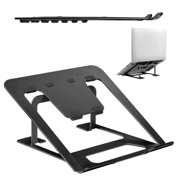 Support pour ordinateur portable pliable ultra-mince en aluminium ERGOOFFICE.EU, noir, adapté aux ordinateurs portables de 11-15'', ER-416 B