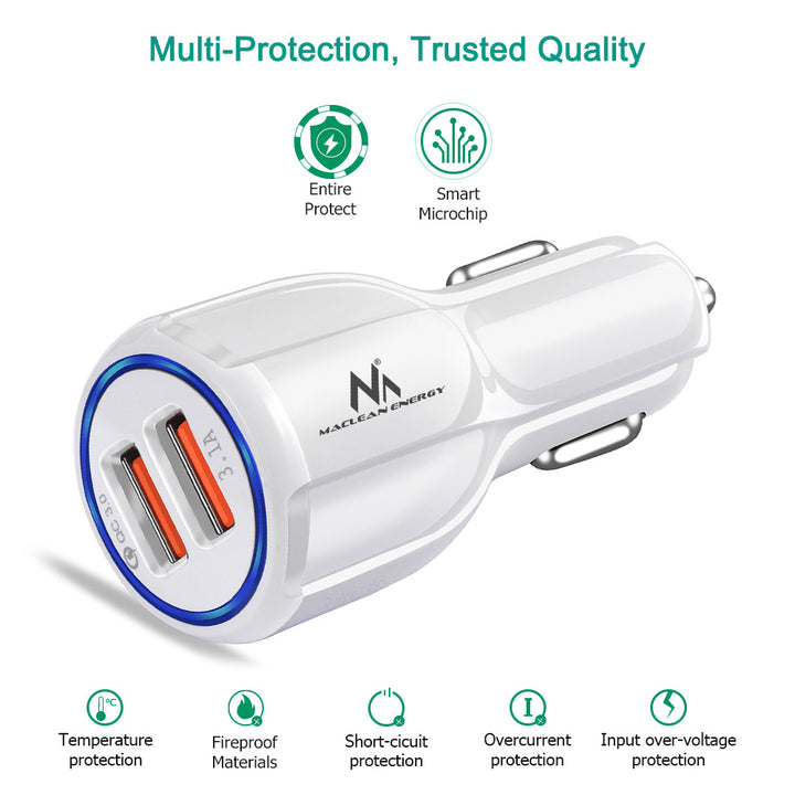 Chargeur Allume-cigare Voiture USB 12-24V Maclean MCE478  blanc