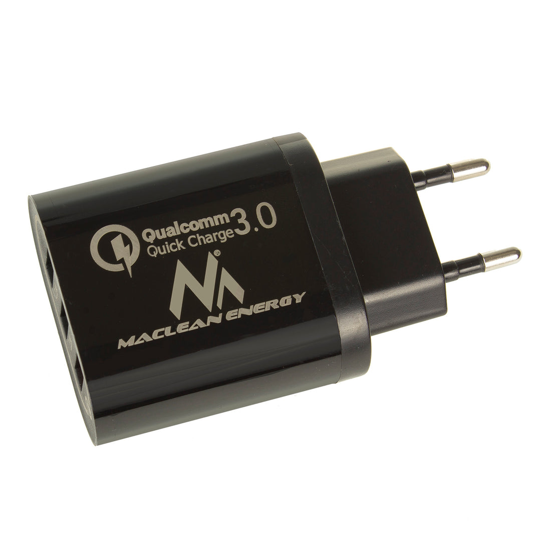 Universele USB netlader QC 3.0 3xUSB Maclean MCE479 Zwart