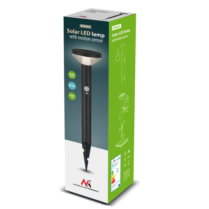 LED-tuinlamp op zonne-energie met zwarte sensor IP44 MCE465 B