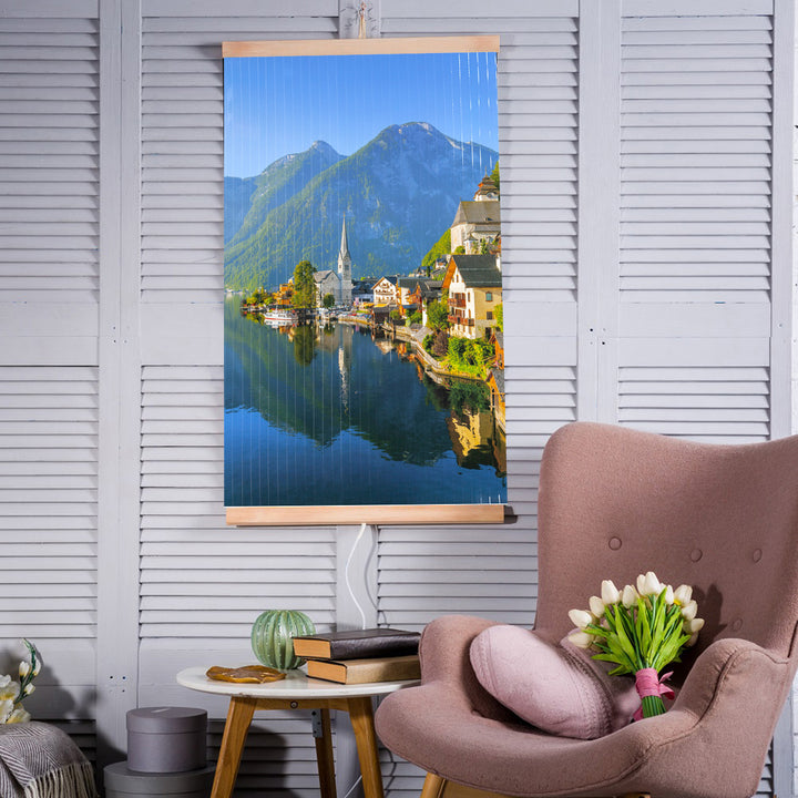 Chauffage infrarouge - panneau chauffant flexible 430W TRIO motif 13 village, dimensions 100x57cm avec régulateur