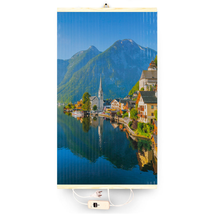 Chauffage infrarouge - panneau chauffant flexible 430W TRIO motif 13 village, dimensions 100x57cm avec régulateur