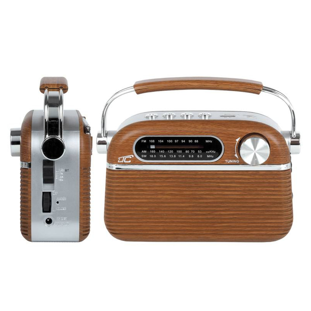 Nida Draagbare Bluetooth Retro Radio AM FM MP3 USB SD 1200mAh