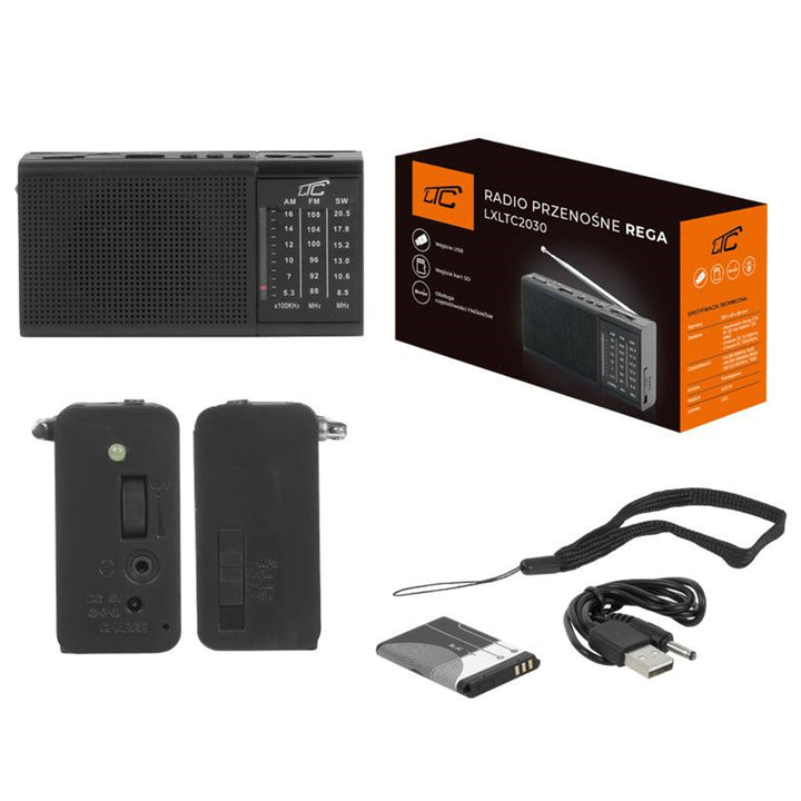 RADIO PORTABLE LTC REGA AVEC USB, TF, AUX, MINI TORCHE LED ET BATTERIE BL-5C, NOIR