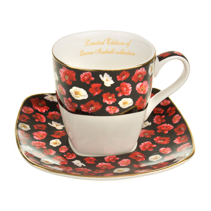 Tasses Espresso en porcelaine avec soucoupe Coquelicot