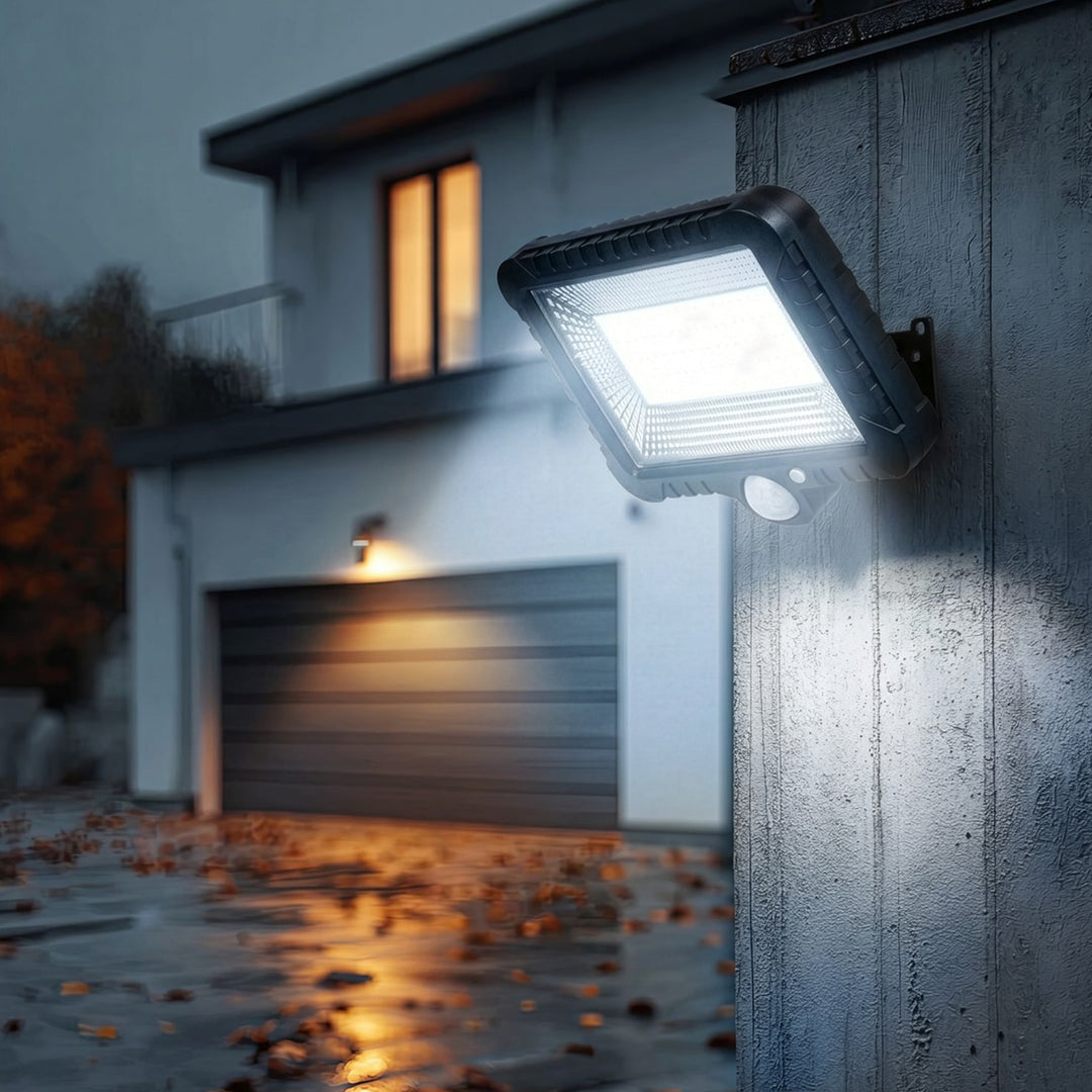 Solar schijnwerper LED lamp met bewegingsmelder IP44 5W 400lm 6000K koud wit MCE438