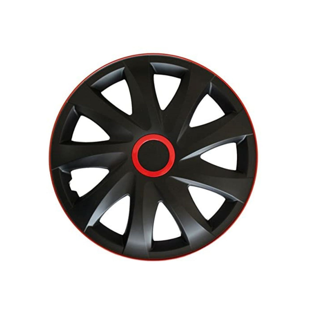 14" wieldoppen set van 4 stuks zwart en rood Kando RACE