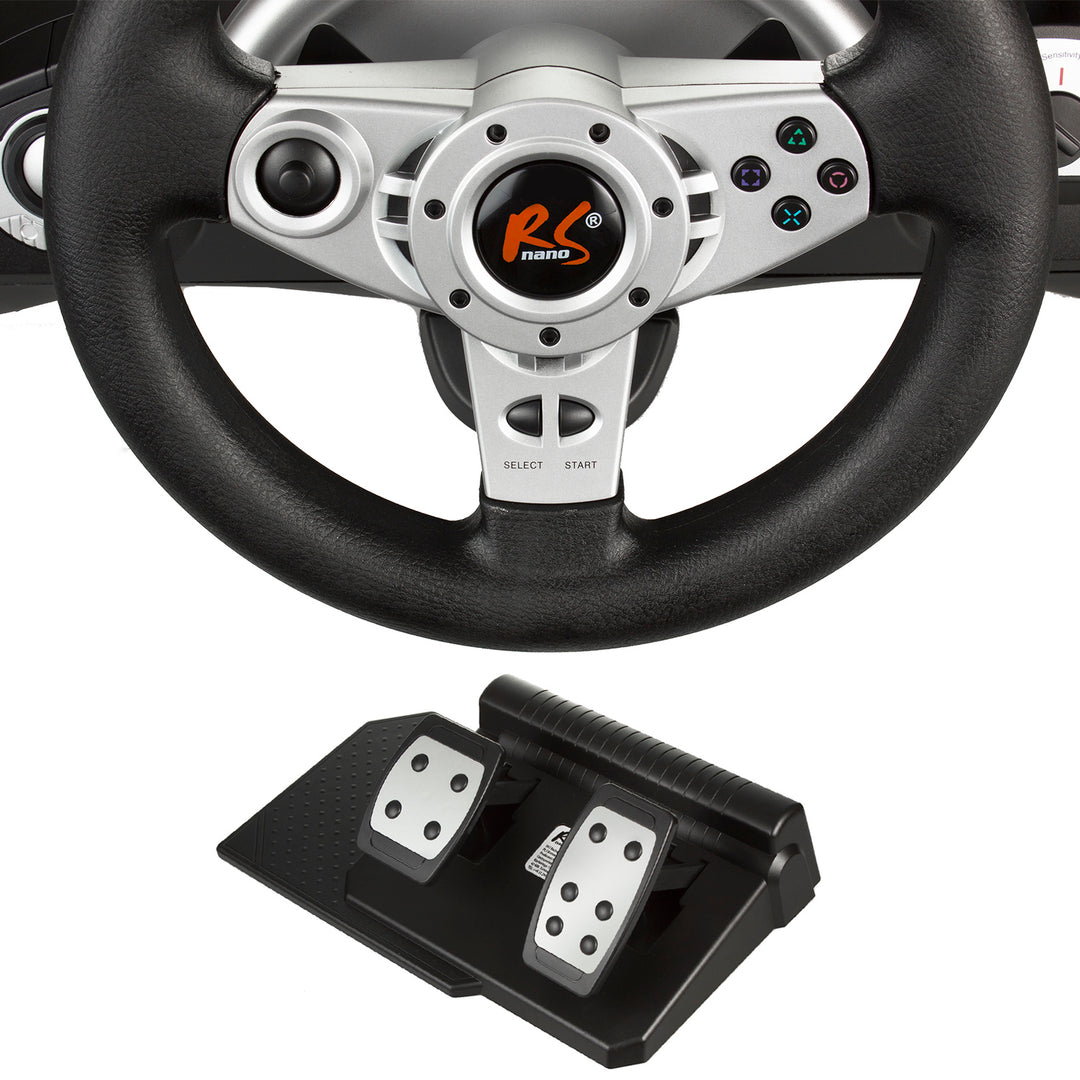 Volant de course de jeu NanoRS RS700 avec pédale 8en1 PS4/PS3/Xbox ONE/PC (X-Input/D-Input)/Android