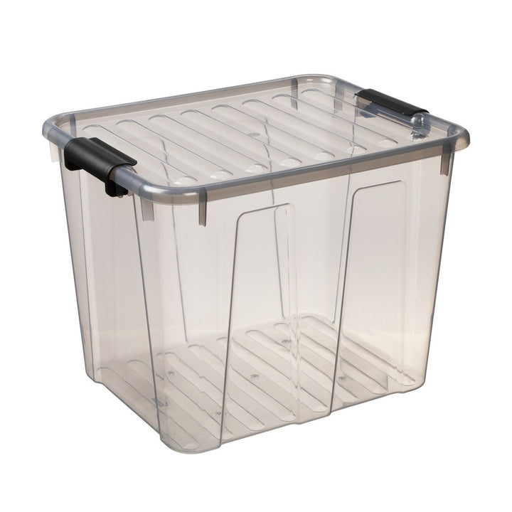 Boîte transparente grise 40L avec couvercle Plast Team Home Box