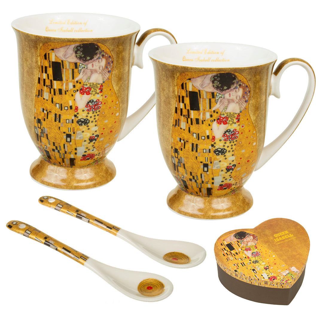 Doos met 2 koffiekopjes Cadeau-idee 250 ml De Kus Gustav Klimt